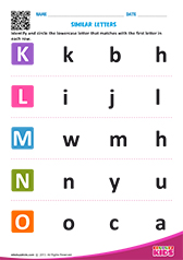 Letters that look similar uppercase to lowercase k to o